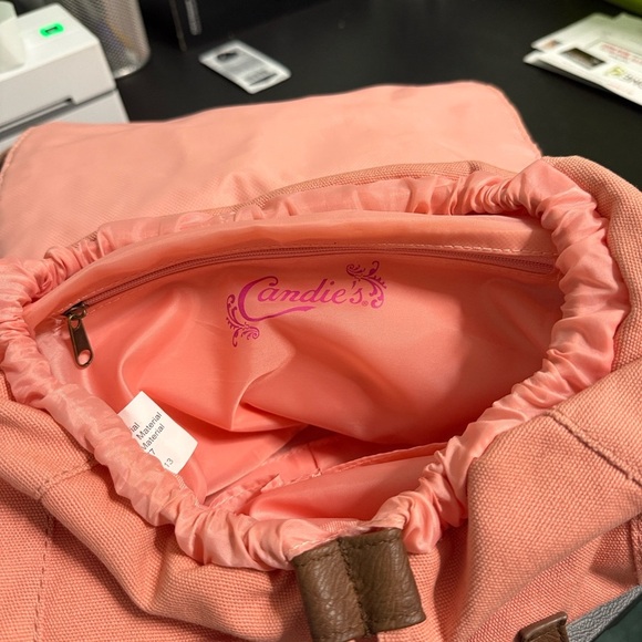 Candie's Pink and Brown Lace Women's Backpack - Picture 3 of 4